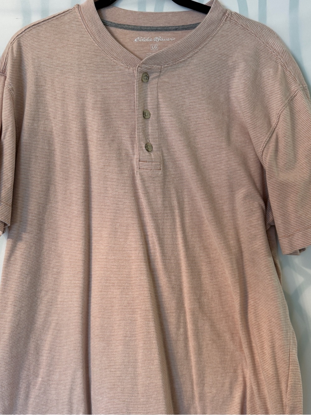 Eddie Bauer Men's Short-Sleeve Henley in Light Taupe